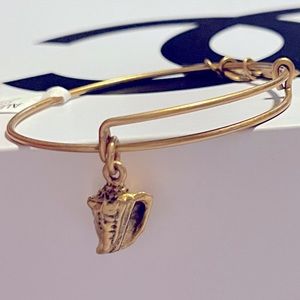 Alex and Ani Conch Shell Charm Bangle Bracelet - Rafaelian Gold Finish, Beach